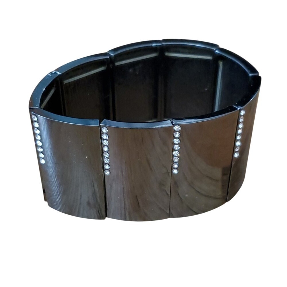 WHBM Gunmetal & Rhinestone Cuff Stretchy Bracelet